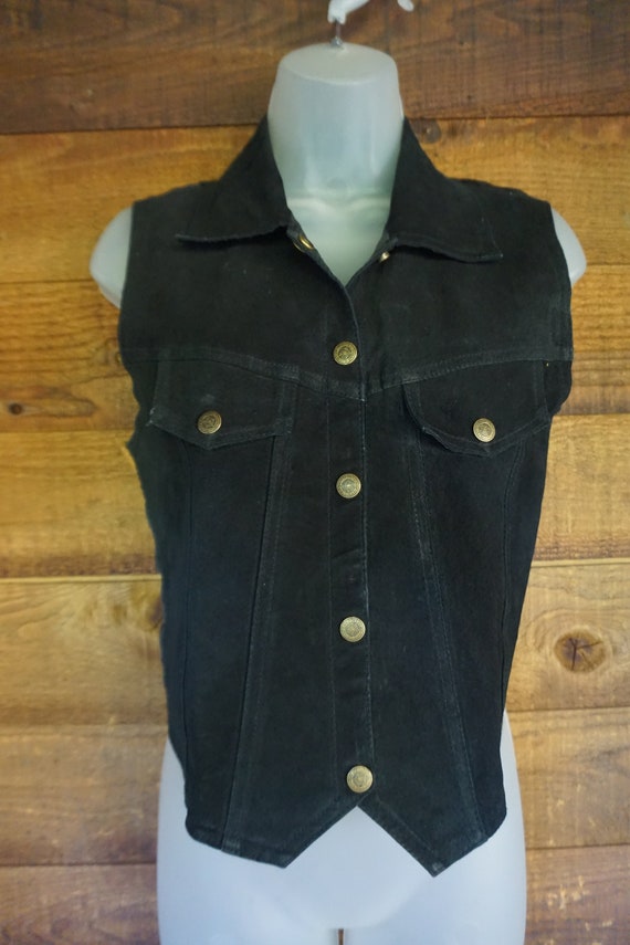 black suede leather vest top that snaps in the fr… - image 3