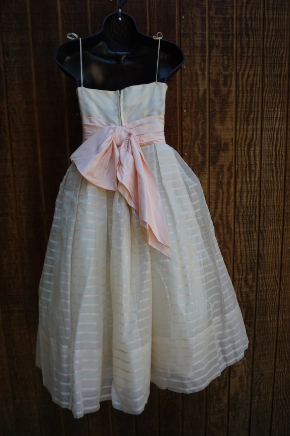 50s Vintage pastel pink striped 1950s tulle short… - image 8