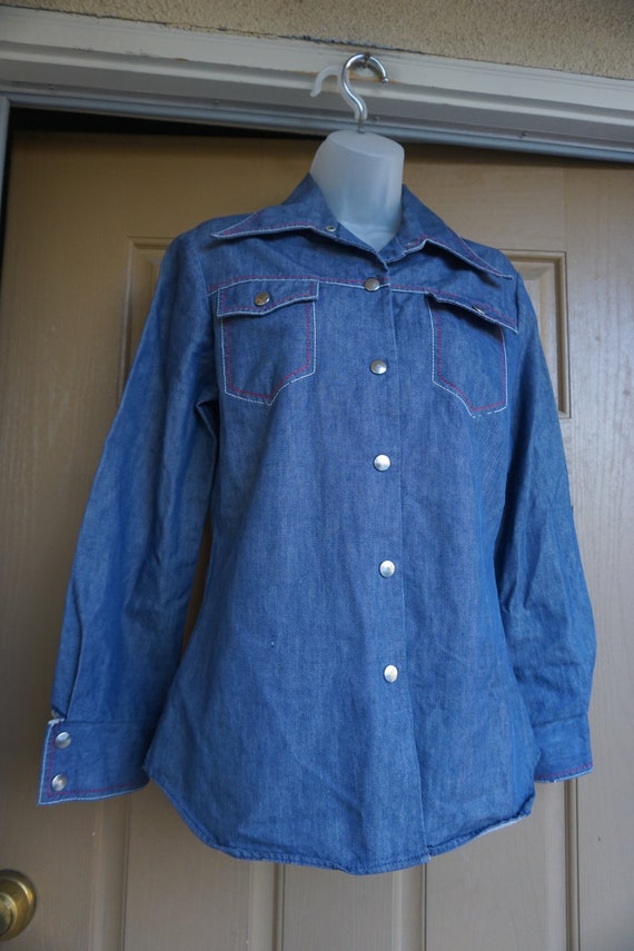 Vintage 70s denim women's size Medium western wea… - image 4