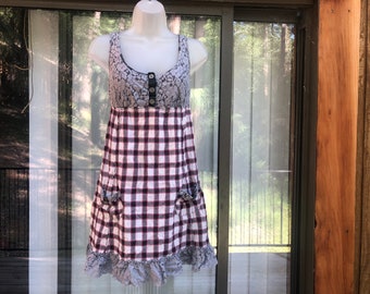Free People dress size medium or large sleeveless plaid tank