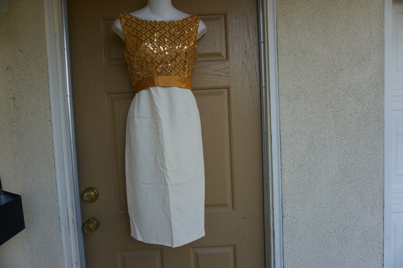 1950s gold sequined Dress size Large - image 1