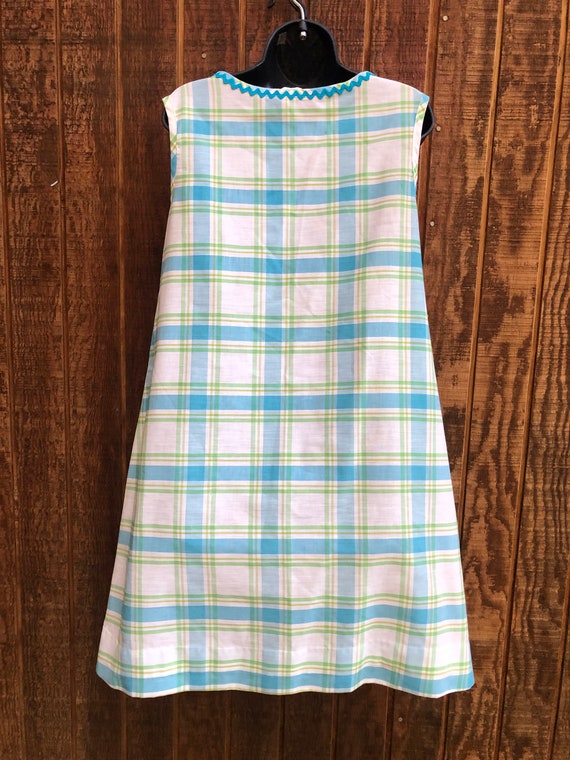 Vintage plaid short mod dress with front 3/4 zipp… - image 6