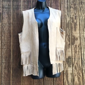 DAMAGED Vintage fringe suede leather vest medium