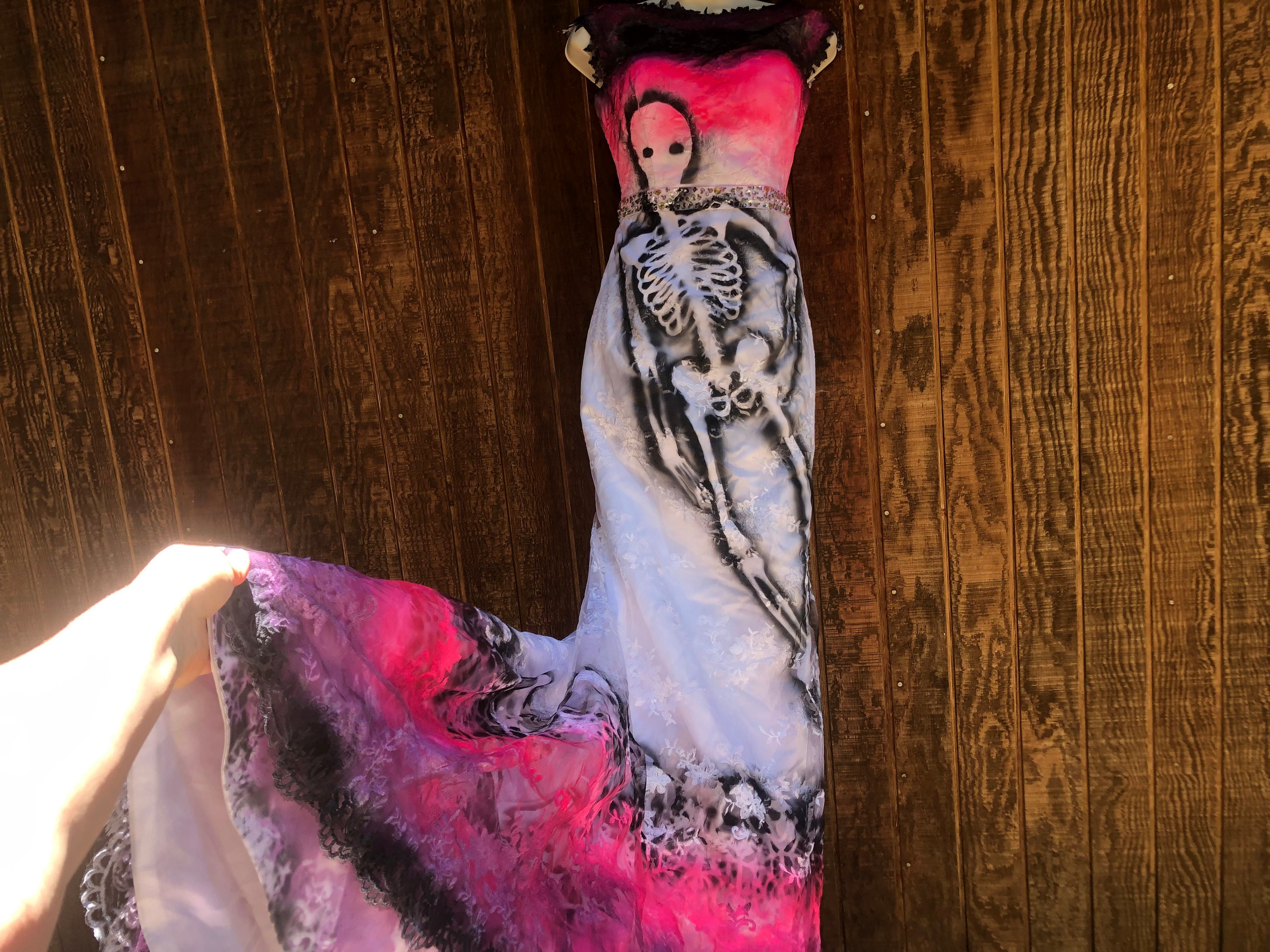 Skeleton Painted Dress Medium 6/7 Unique One of a Kind Wedding Gown Pink  Purple - Etsy