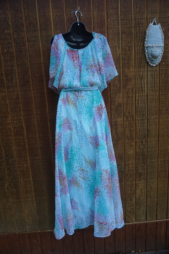 1970s sheer overlay floral Dress - image 7