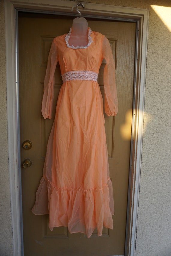 1970s vintage maxi dress size medium sheer overla… - image 2