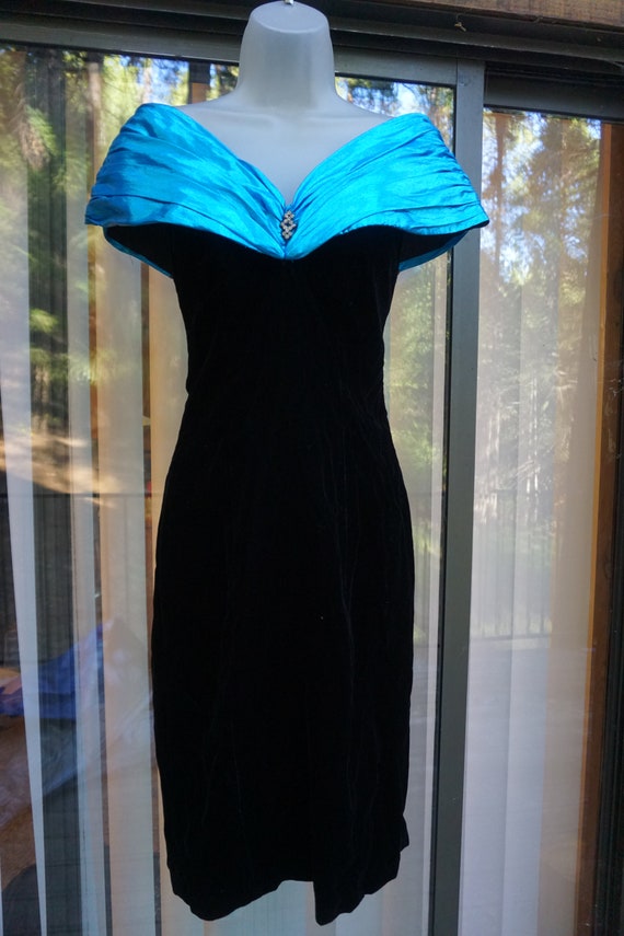 Zum Zum dress Vintage 80s Black Tight Party Dress… - image 4