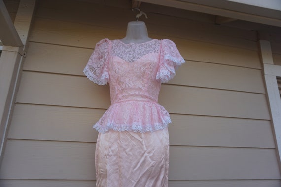 Gunne Sax Dress pastel pink Lace Overlay size 3 - image 1