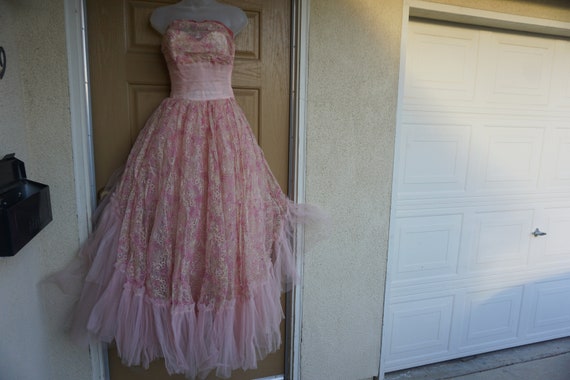 Vintage 1940s 1950s tulle prom dress by BULLOCKS … - image 1