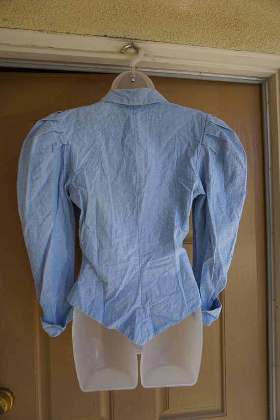 Vintage 80s denim women's size 10 Medium shirt - image 7