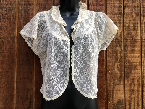 Lace Bolero Layering Top Jacket sheer floral cove… - image 5