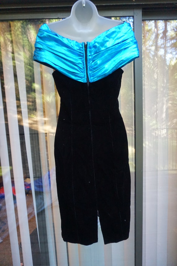 Zum Zum dress Vintage 80s Black Tight Party Dress… - image 7