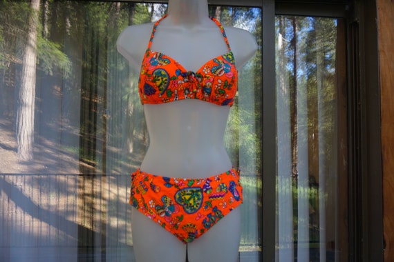 1960s or 70s two piece bathing suit bikini swim w… - image 1