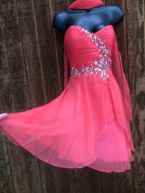 short peach size 10 jeweled party prom dress sweet