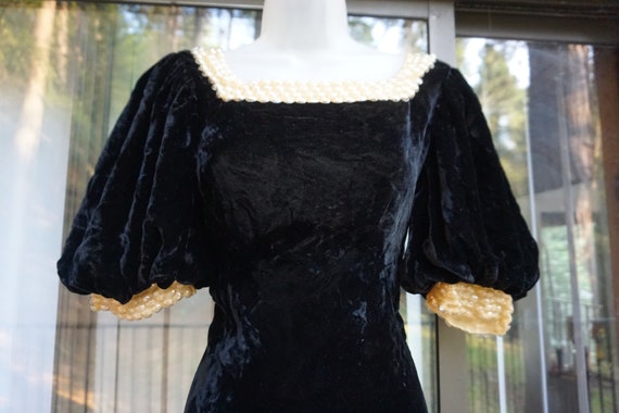 Vintage 1930s long black velvet dress size XS - image 7