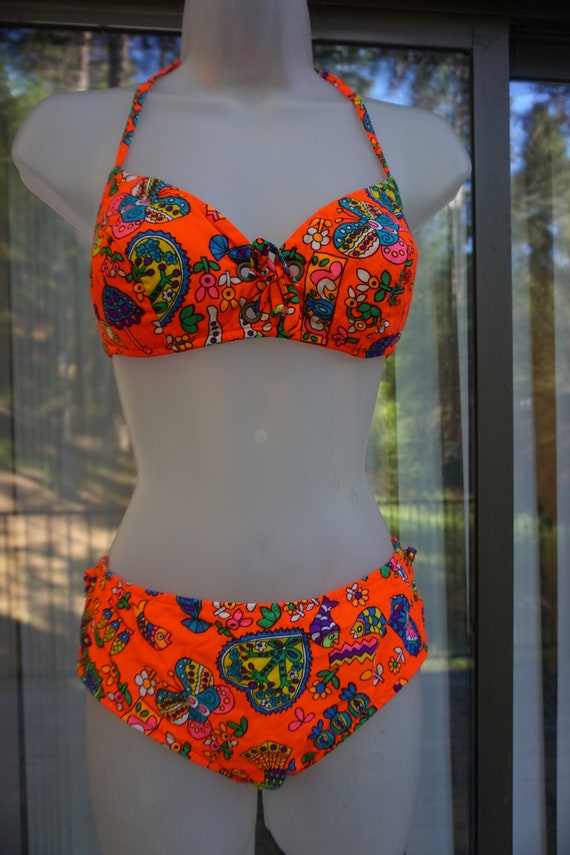 1960s or 70s two piece bathing suit bikini swim w… - image 2