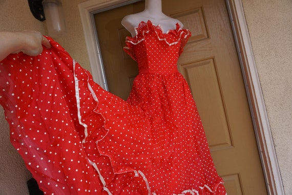 Gunne sax size 9 red and white polkadot dress 80s