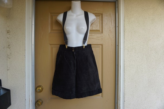 Vintage 1990s suede leather high waisted shorts b… - image 1