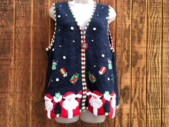 Vintage Christmas knit sweater Vest Large by Tiar… - image 1