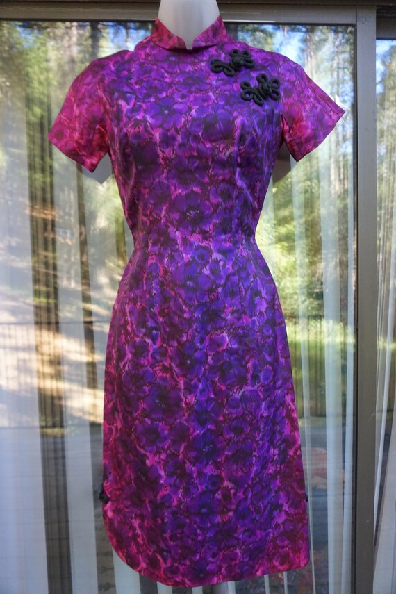 Cheongsam Asian inspired purple dress small or XS - image 6
