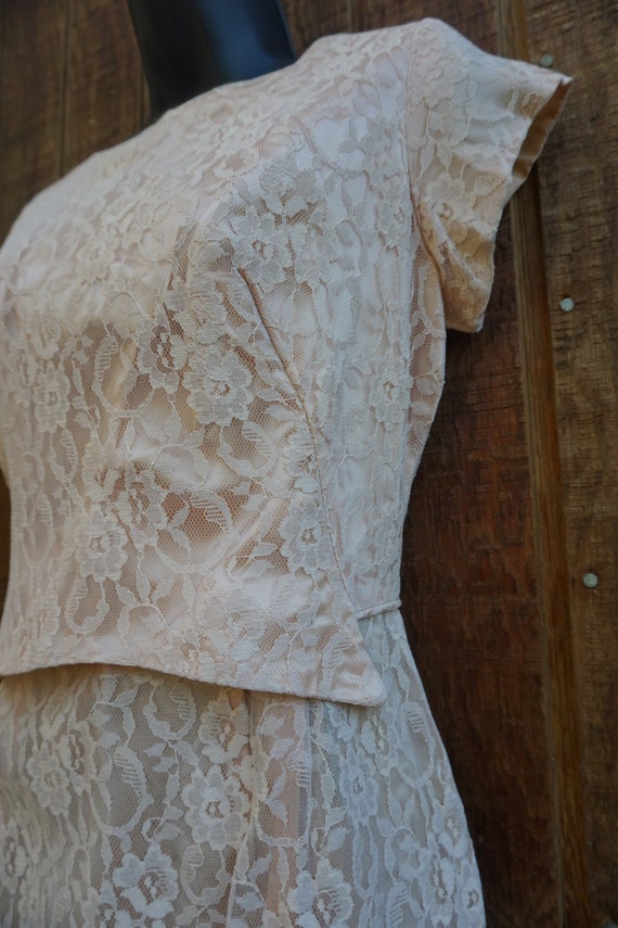 Vintage 1950s lace overlay dress mid century with… - image 3