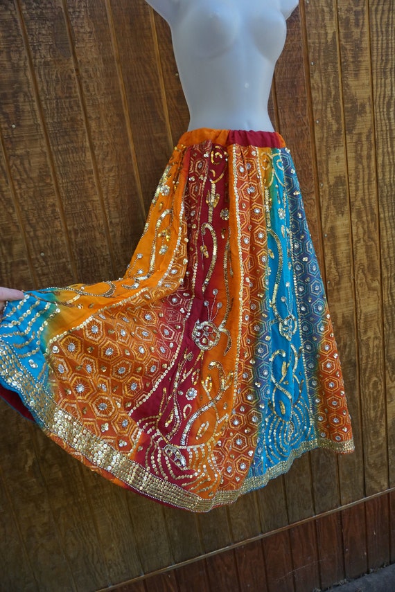 Bollywood Vintage one size beaded maxi skirt boho… - image 2