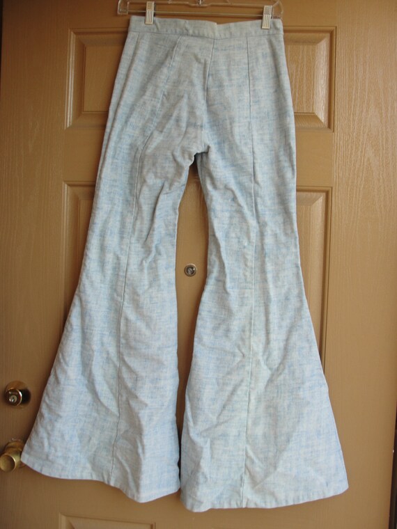 True Vintage 60s 70s light blue bell bottom pants… - image 3