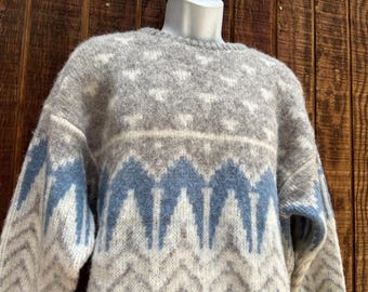 Alafoss Icewool wool mohair blend heavy knit sweater size L  or XL Tall men's