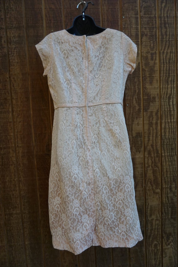 Vintage 1950s lace overlay dress mid century with… - image 8