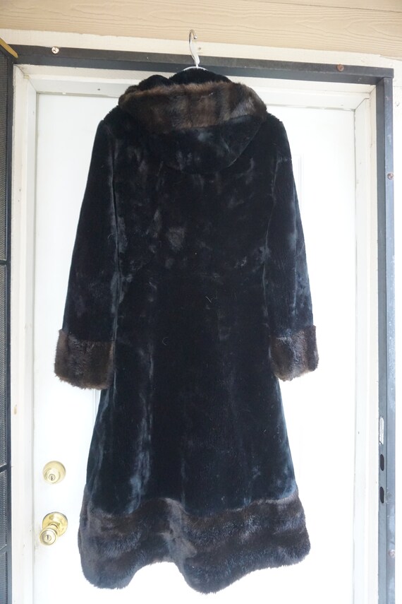 HOODED 70s brown faux fur PRINCESS COAT Large lon… - image 5