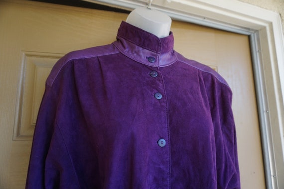 Purple suede leather shirt Liz Roberts Robert Ell… - image 2