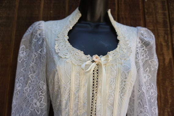 Gunne sax style white lace dress gown prairie dre… - image 1