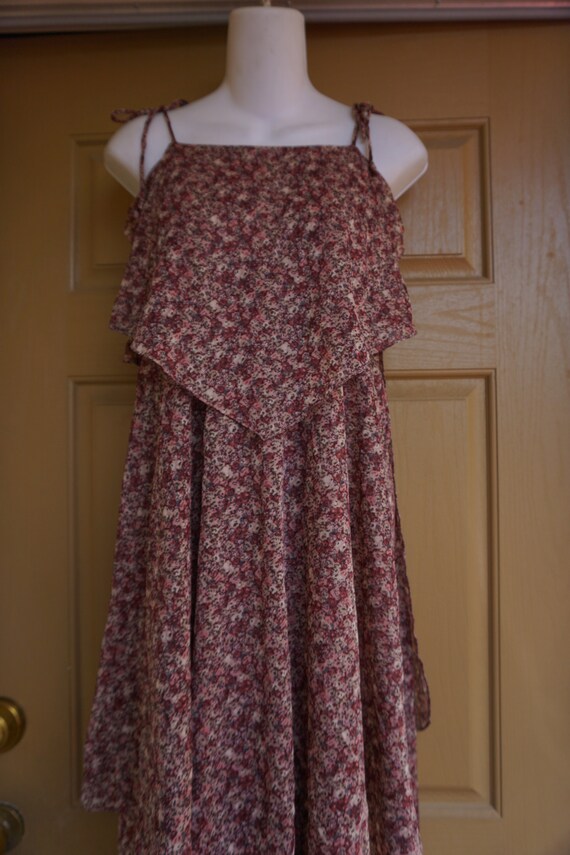 Vintage sheer floral layered dress size 9/10 medi… - image 4