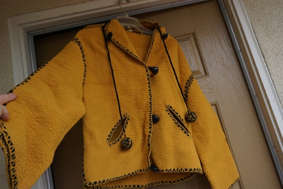 70s Vintage hooded jacket 1970s pom poms - image 1