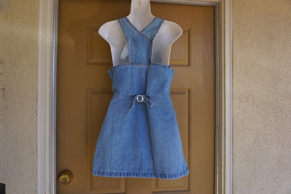 JORDACHE Vintage 80s 90s Size 5/6 Small Denim Maxi Jean Dress 1980s 1990s Racer Back