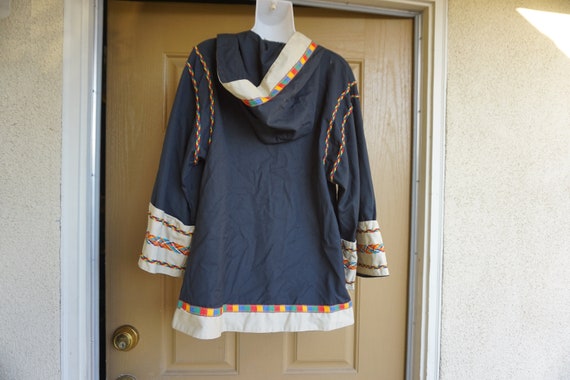 Vintage hooded jacket with rainbow braid detail 7… - image 2