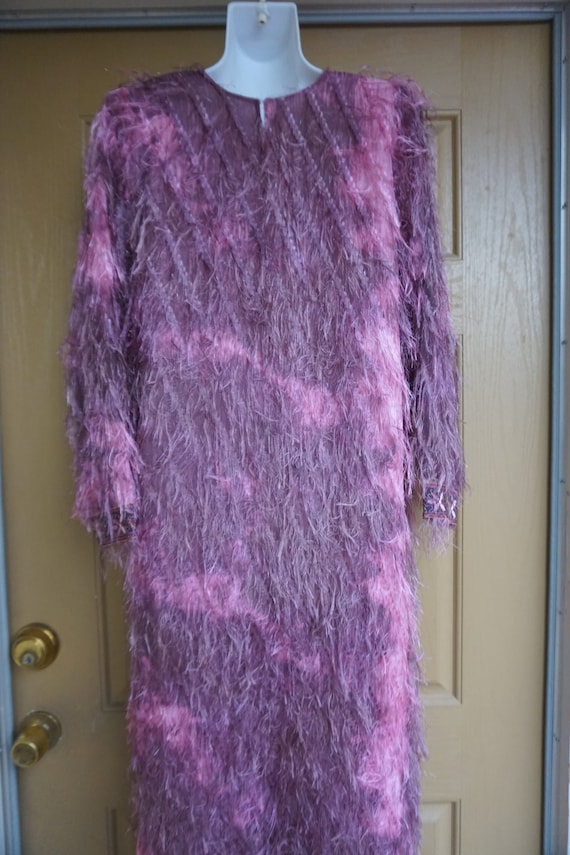 Vintage 1980s large fringe dress 80s 90s - image 10