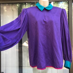 Jeanne Marc Vintage button up the back 1990s size medium 12/14 shirt 90s fun unique designer made in USA