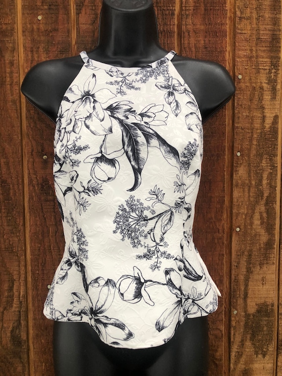 Black and White Floral Tank Top by White House Black Market Womens