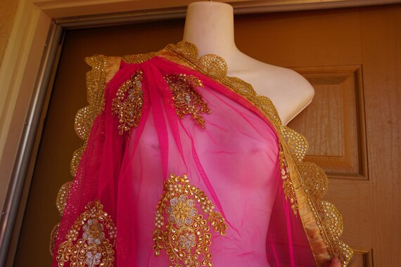 Bollywood sheer 1980s sari beaded sari saree made