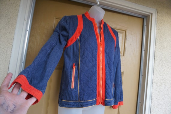 Vintage 80s MAXIMUM denim jean quilted jacket siz… - image 1