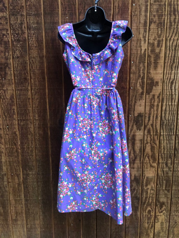 Purple MALIA 70s Dress sleeveless 10 70's Fun Dre… - image 6