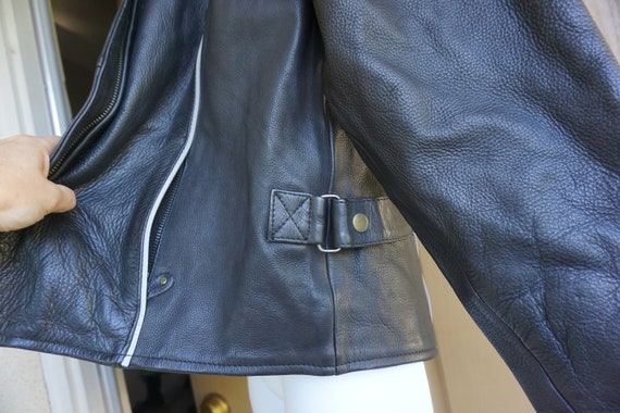 Vintage 80s/90s black leather jacket mens size XX… - image 3