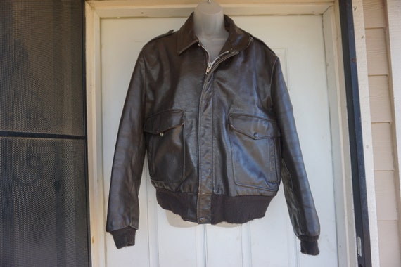 Schott Vintage Brown Leather Motorcycle / Biker J… - image 1