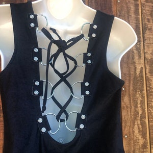 Contempo Casuals Rocker Chain Laces Cutout Open back Sexy Sleeveless  size large stretchy Contempo Casuals