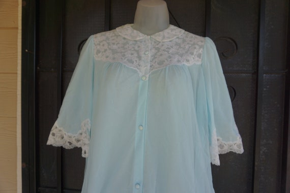 Pastel blue Vintage Sheer Lingerie Robe nightgown… - image 1