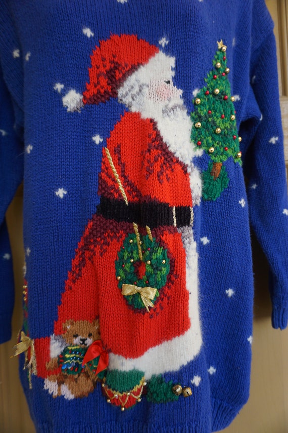 Vintage Christmas knit sweater Medium 1994 90s 19… - image 4