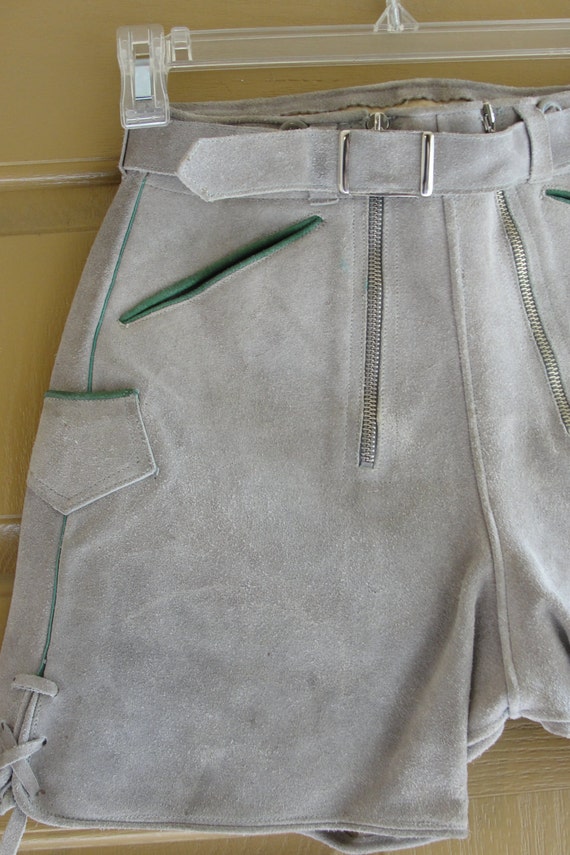 Vintage Suede Leather Lederhosen Shorts Woman XS … - image 3