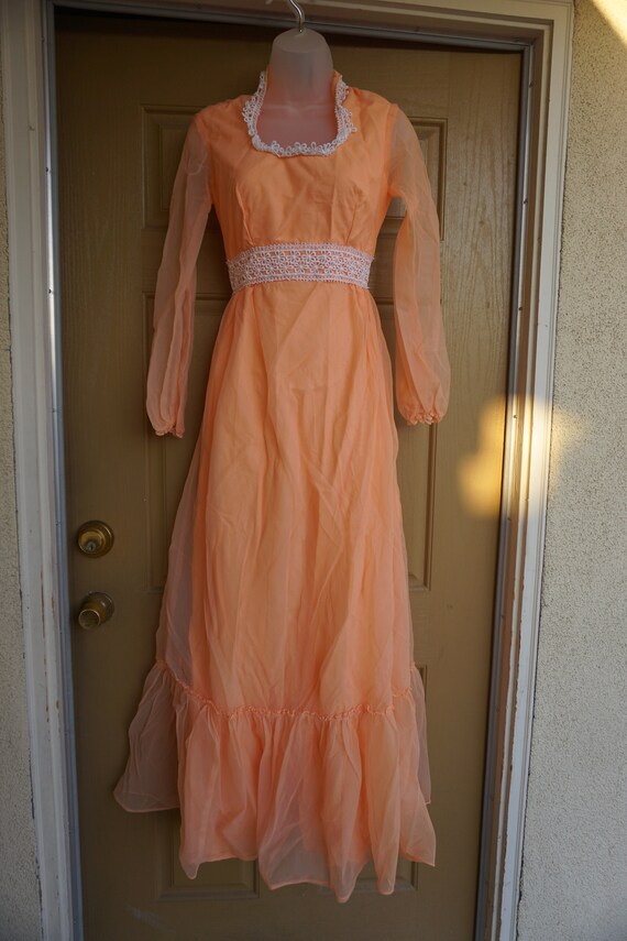 1970s vintage maxi dress size medium sheer overla… - image 3