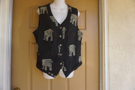 Vintage 80s 90s 1980s 1990s elephant vest made in… - image 1